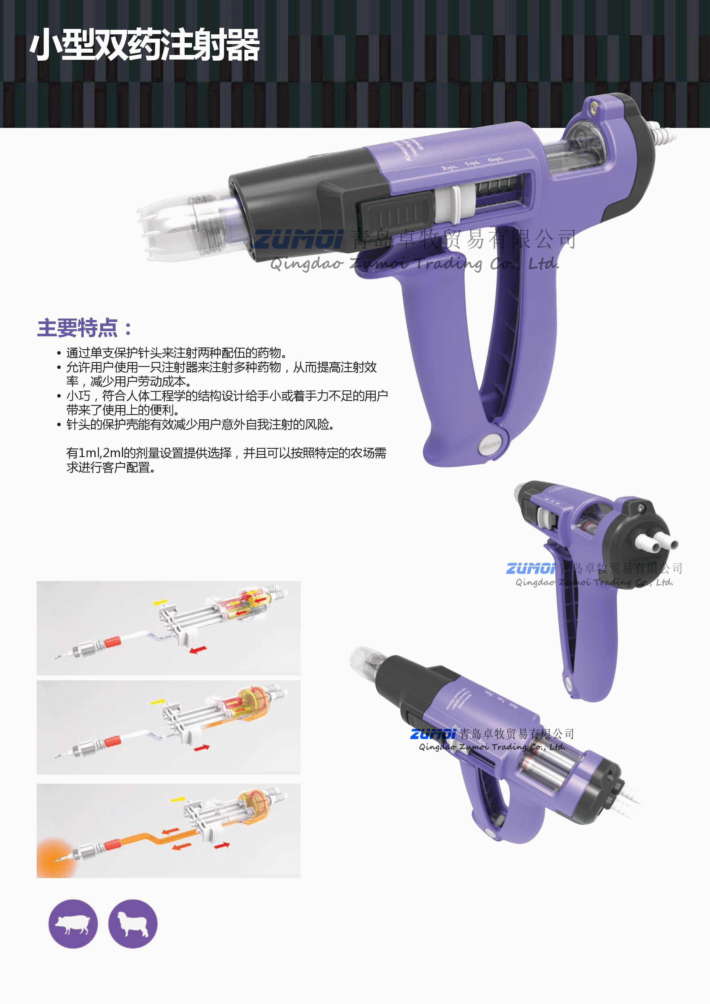 进口小型双药物疫苗连续注射器-1ml/2ml